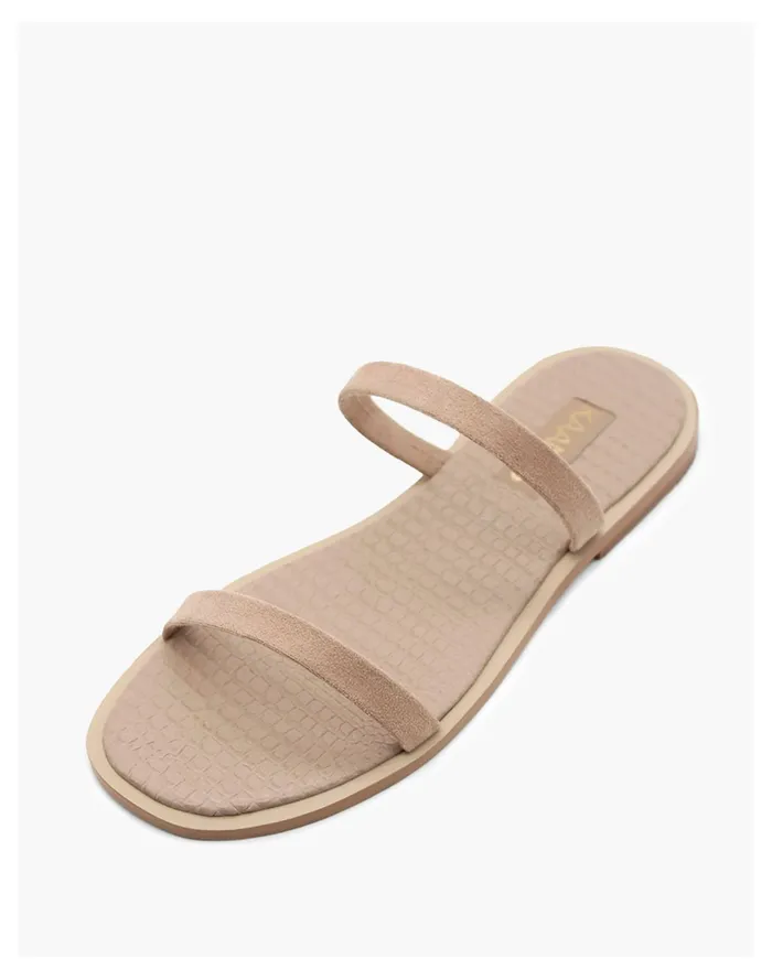 Women KAANAS JULIE DOUBLE BAND SUEDE SLIDE Light Grey Madewell Sandals Women KAANAS JULIE DOUBLE BAND SUEDE SLIDE Light Grey Madewell Sandals