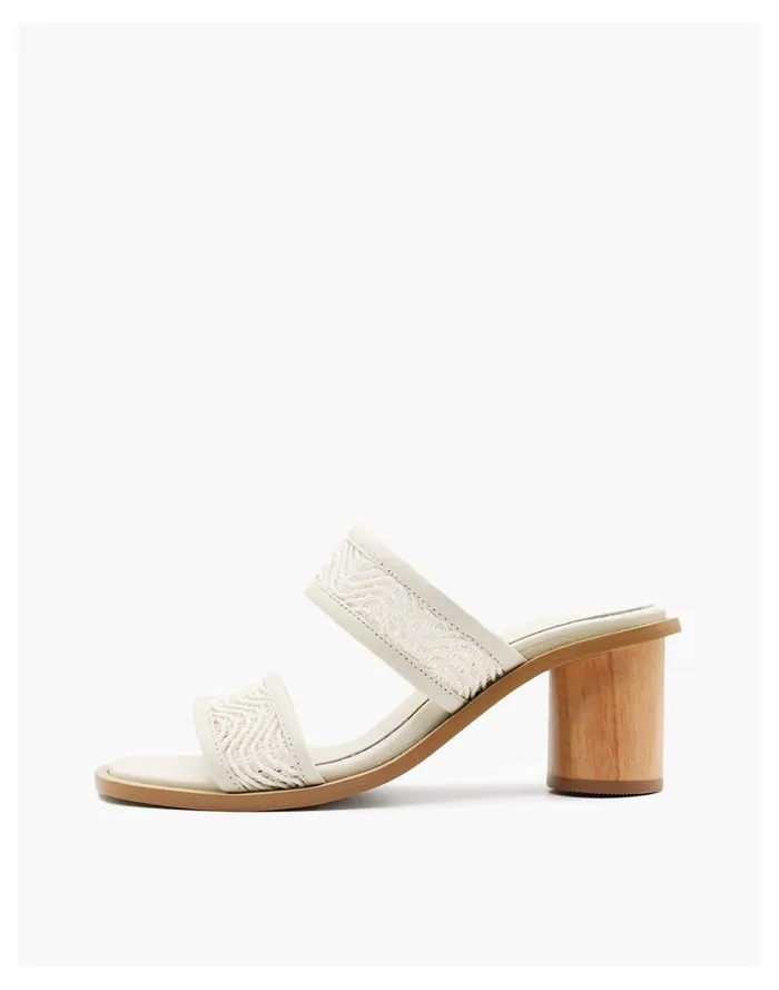 Women KAANAS Malacca Spiderweb Upper Wood Heel Ivory White Madewell Heels Women KAANAS Malacca Spiderweb Upper Wood Heel Ivory White Madewell Heels