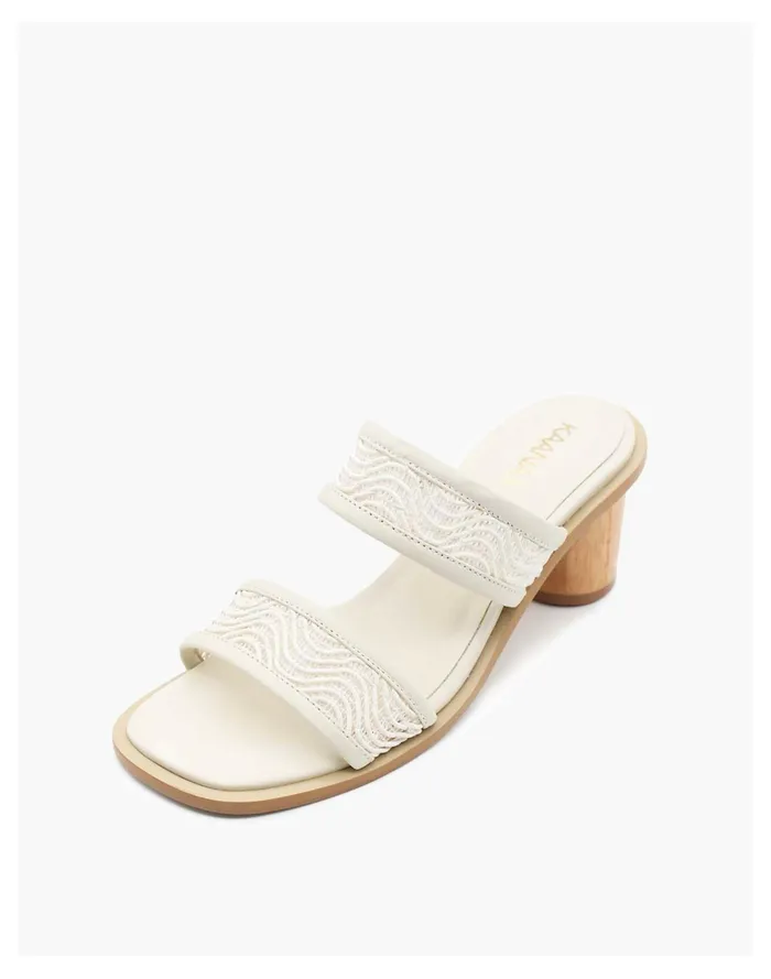 Women KAANAS Malacca Spiderweb Upper Wood Heel Ivory White Madewell Heels Women KAANAS Malacca Spiderweb Upper Wood Heel Ivory White Madewell Heels