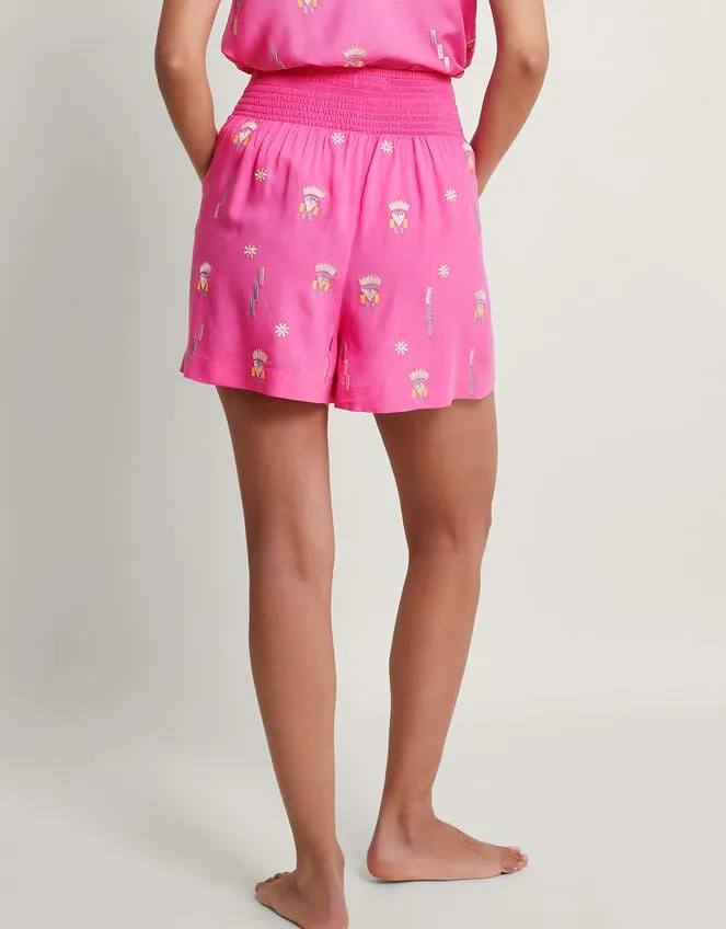 Women Kiran Embroidered Shorts Pink Monsoon Beachwear and Swimwear