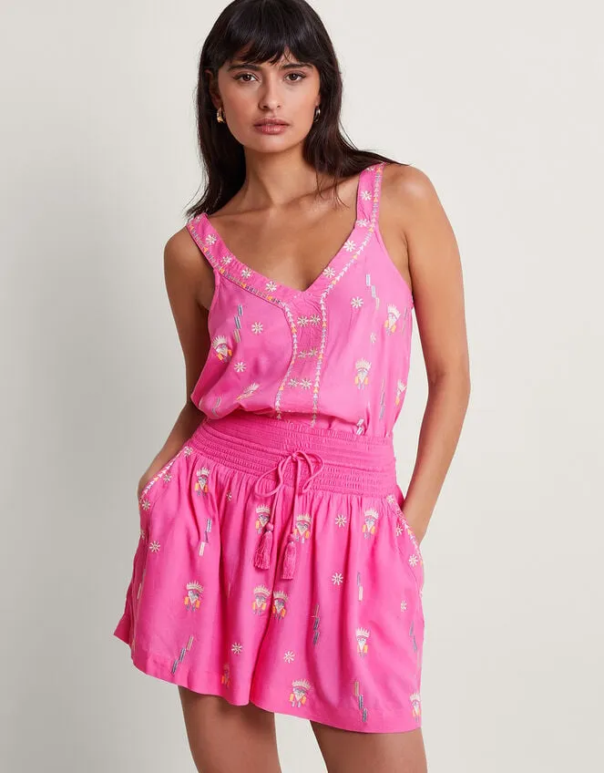 Women Kiran Embroidered Shorts Pink Monsoon Beachwear and Swimwear