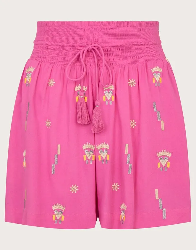 Women Kiran Embroidered Shorts Pink Monsoon Beachwear and Swimwear