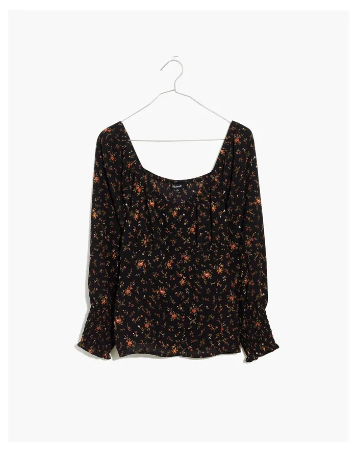 Women Kirstie Sweetheart Top In Fresh Sprigs True Black Madewell Tops and Shirts Women Kirstie Sweetheart Top In Fresh Sprigs True Black Madewell Tops and Shirts