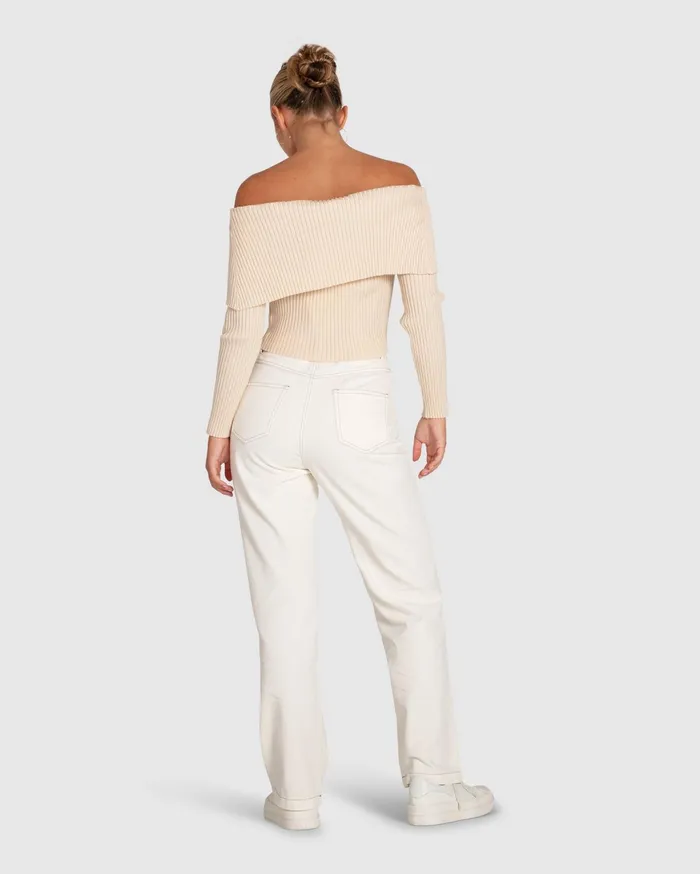 Women Knitwear Belle and Bloom More Than Words Collared Knit Top 8211 Cream