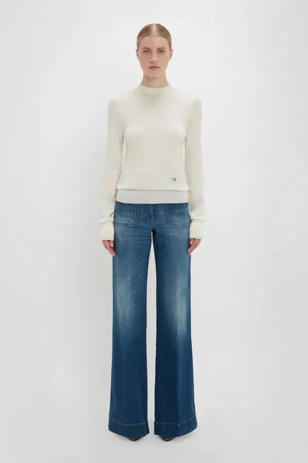 Women Knitwear Victoria Beckham Merino Crew Jumper In Ivory