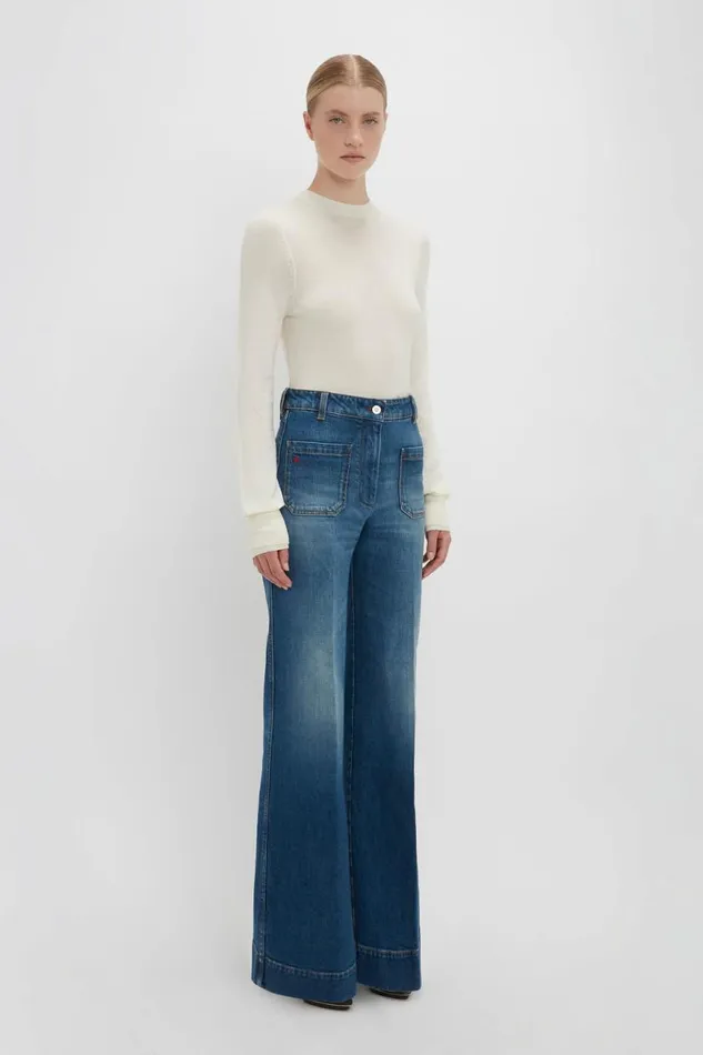 Women Knitwear Victoria Beckham Merino Crew Jumper In Ivory