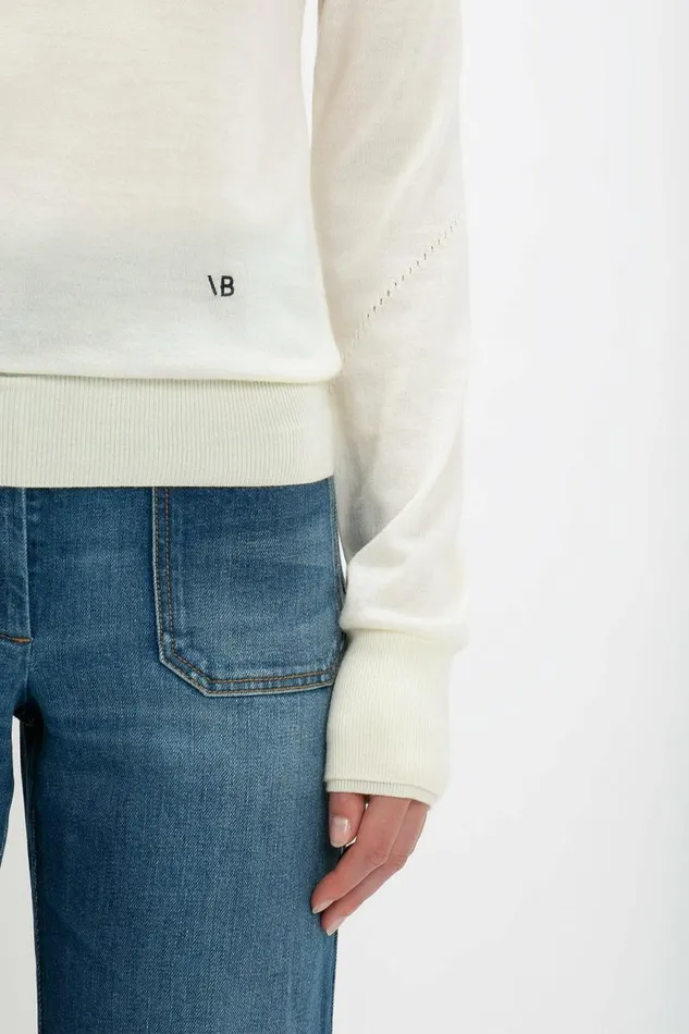 Women Knitwear Victoria Beckham Merino Crew Jumper In Ivory