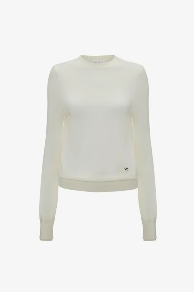 Women Knitwear Victoria Beckham Merino Crew Jumper In Ivory