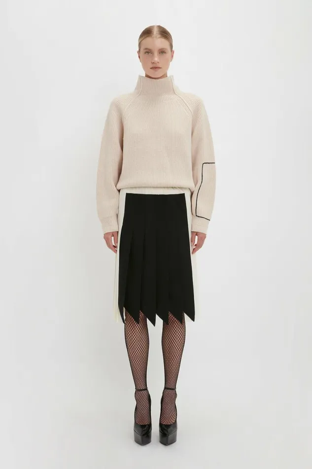 Women Knitwear Victoria Beckham Oversized Polo Neck Jumper In Cream