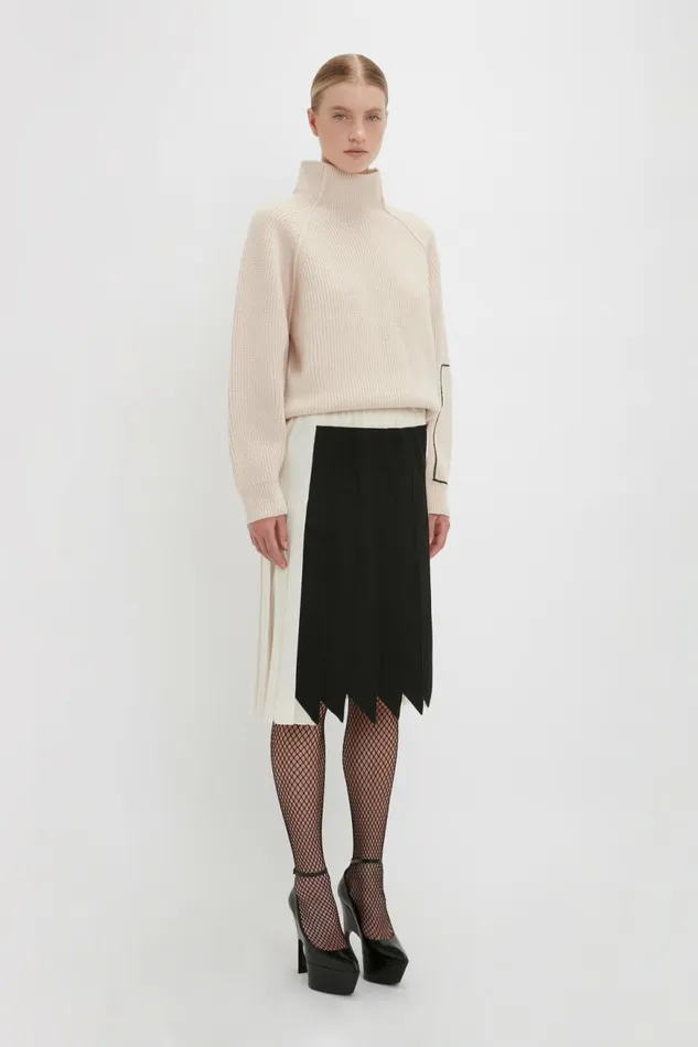 Women Knitwear Victoria Beckham Oversized Polo Neck Jumper In Cream