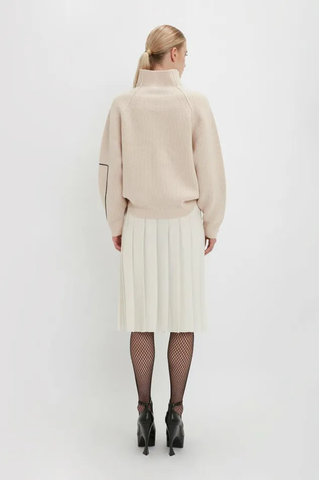Women Knitwear Victoria Beckham Oversized Polo Neck Jumper In Cream