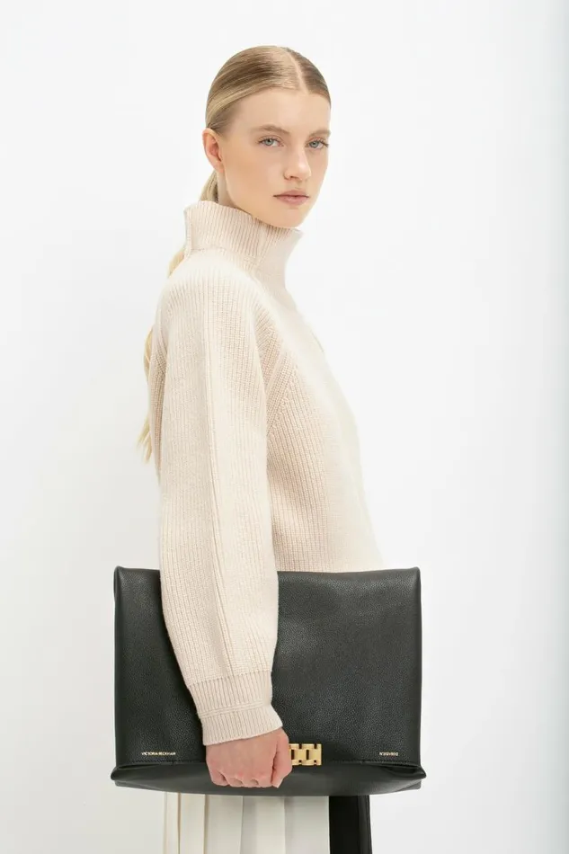 Women Knitwear Victoria Beckham Oversized Polo Neck Jumper In Cream