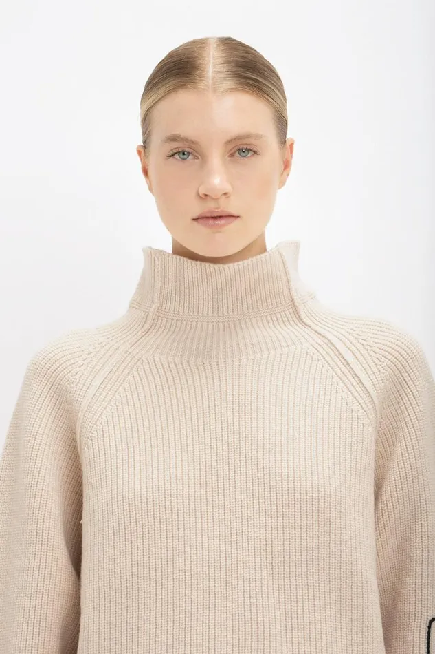 Women Knitwear Victoria Beckham Oversized Polo Neck Jumper In Cream