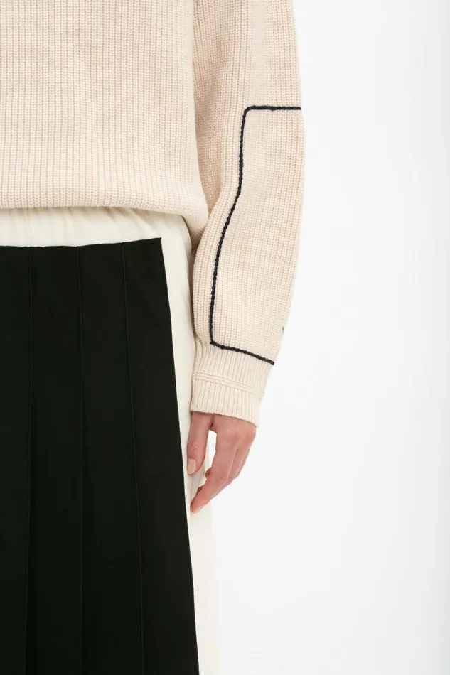 Women Knitwear Victoria Beckham Oversized Polo Neck Jumper In Cream