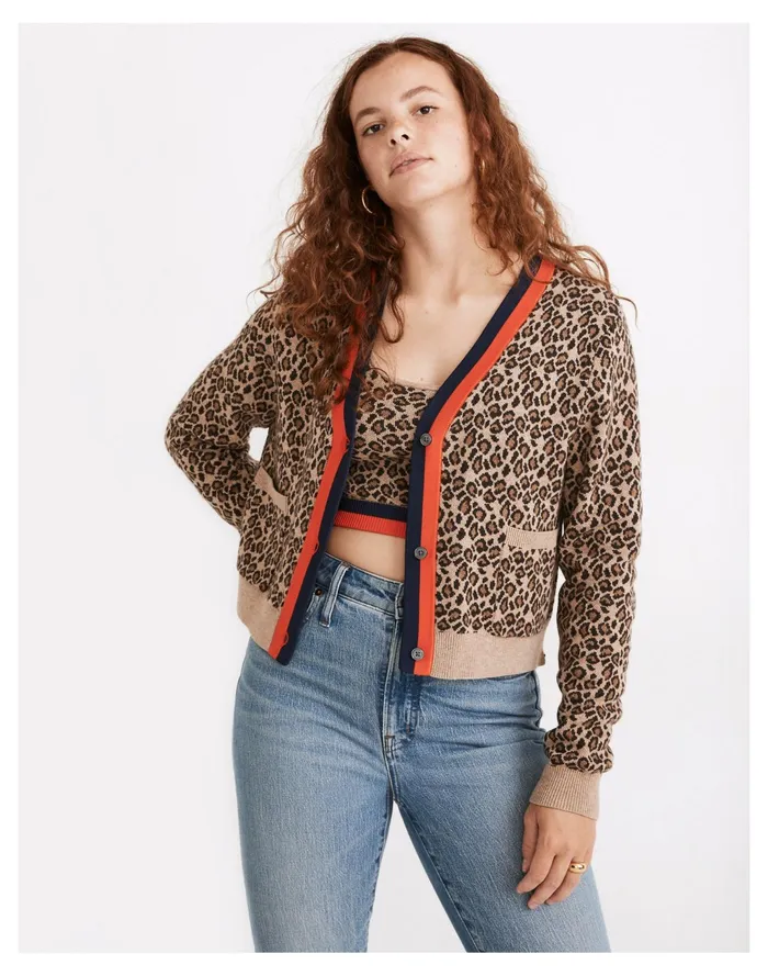 Women Kule Leopard Milo Cardigan Sweater Leopard Madewell Sweaters