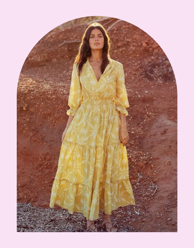 Women La Galeria Elefante Print Dress Yellow Monsoon Dresses