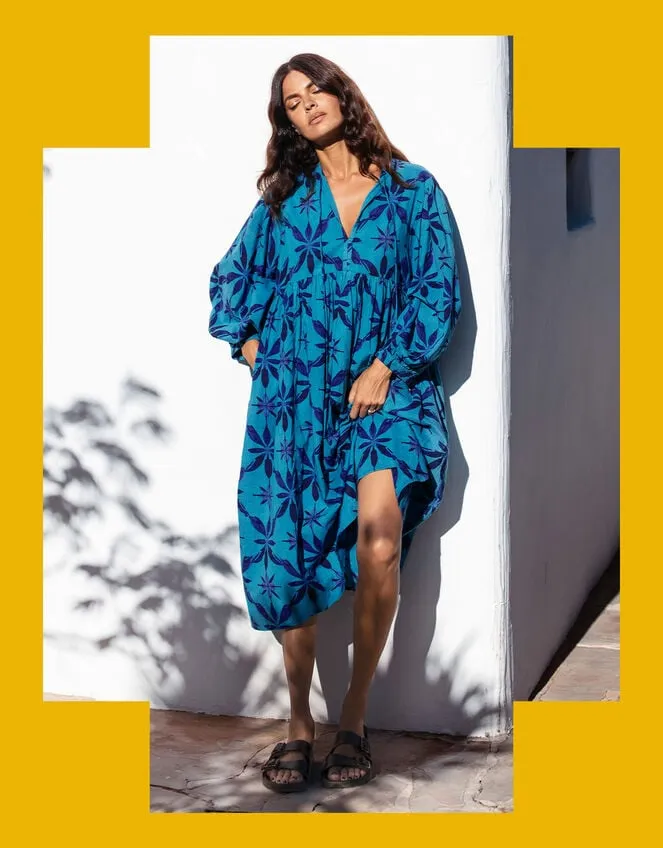 Women La Galeria Elefante Smock Dress Blue Monsoon Dresses