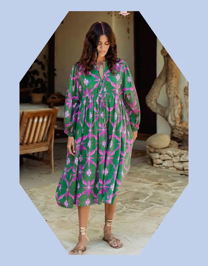 Women La Galeria Elefante Smock Dress Green Monsoon Dresses
