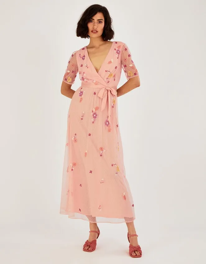 Women Lacey Embellished Midi Dress Orange Monsoon Occasionwear