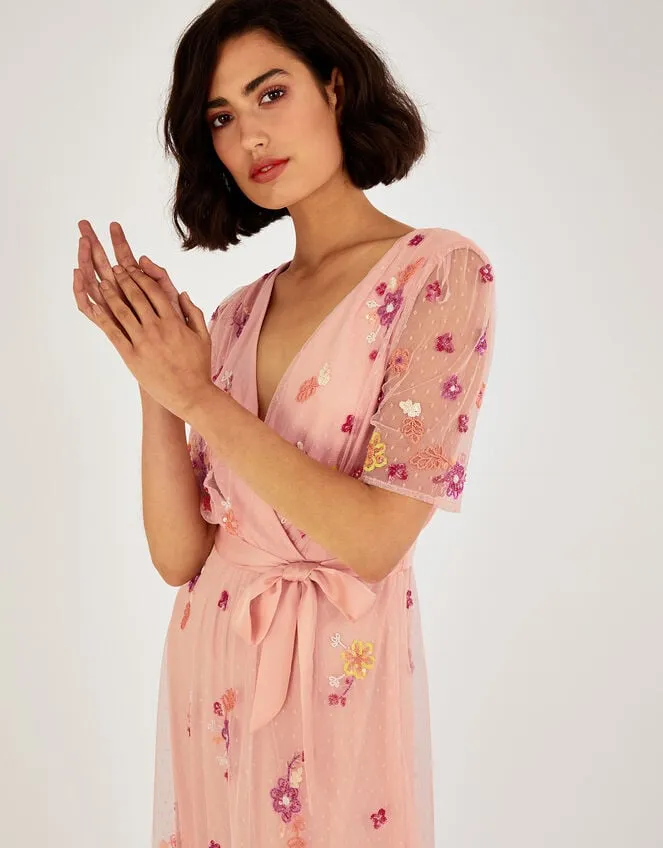 Women Lacey Embellished Midi Dress Orange Monsoon Occasionwear