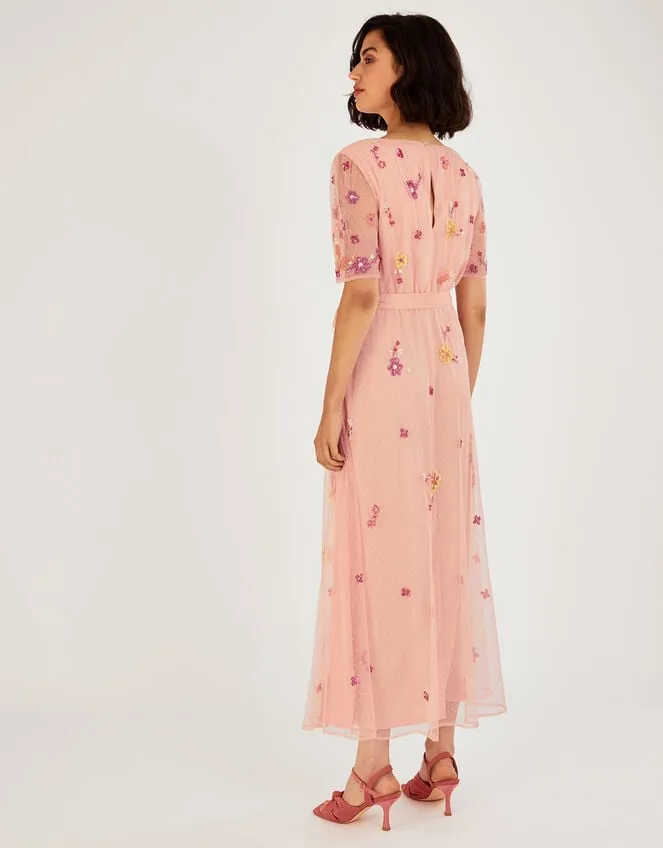 Women Lacey Embellished Midi Dress Orange Monsoon Occasionwear