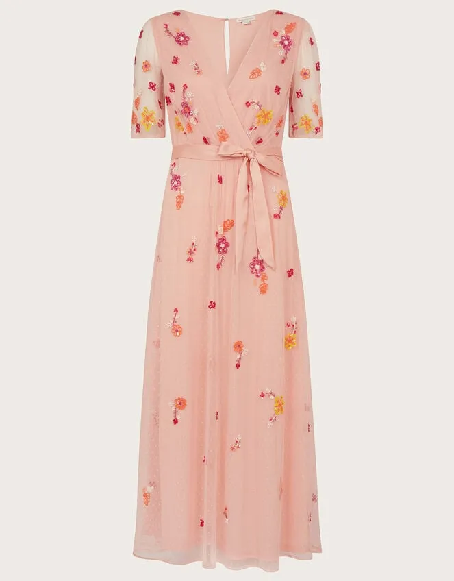 Women Lacey Embellished Midi Dress Orange Monsoon Occasionwear