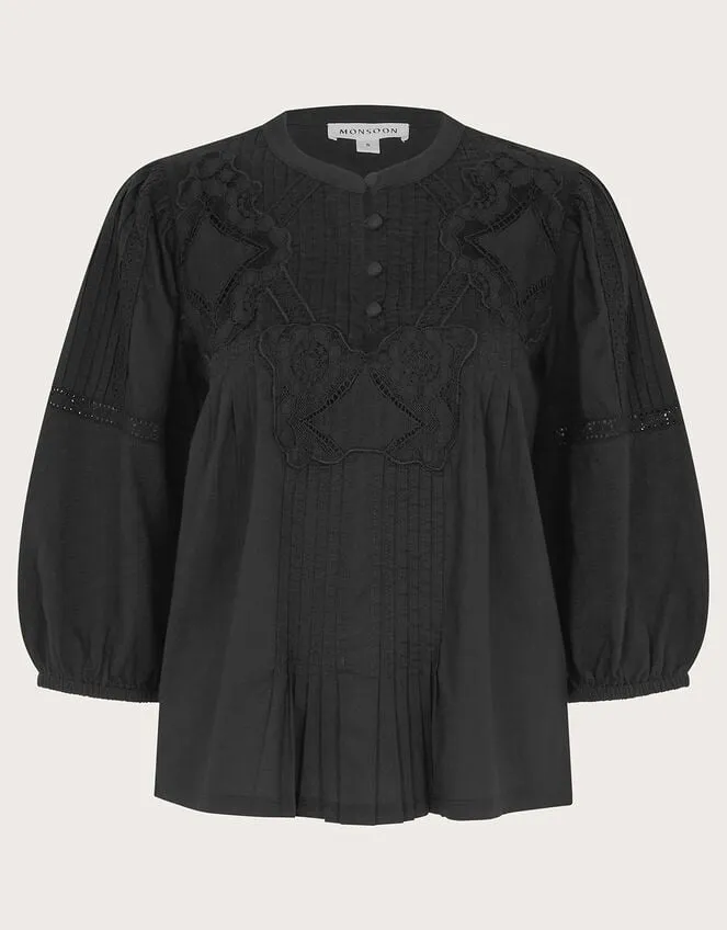 Women Larissa Lace Trim Top Black Monsoon Tops and Blouses