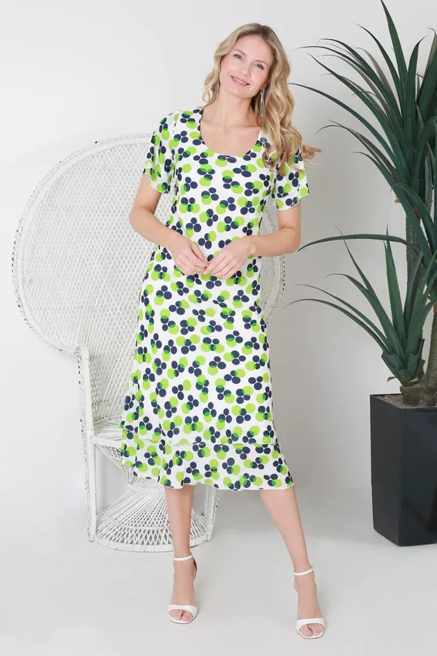 Women Lime Julianna Abstract Spot Tiered Midi Dress Roman Occasionwear