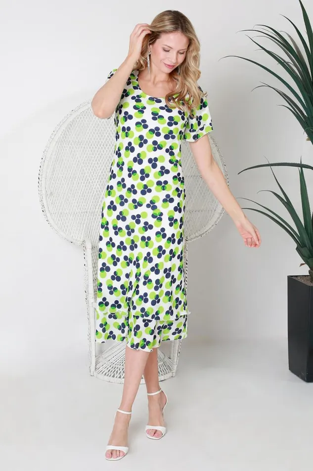 Women Lime Julianna Abstract Spot Tiered Midi Dress Roman Occasionwear
