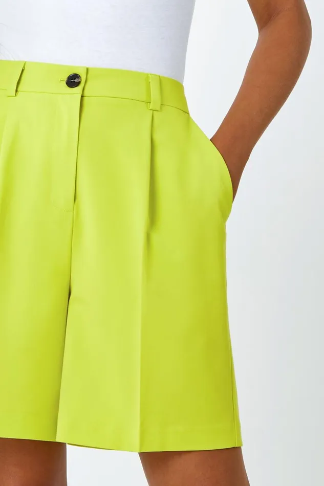 Women Lime Tailored Stretch Shorts Roman Coords