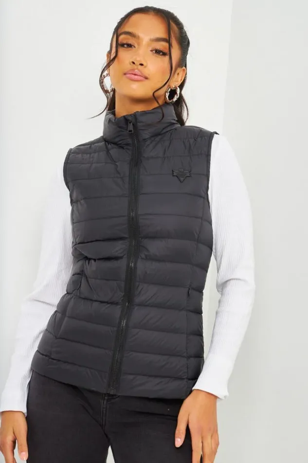 Women Lina Padded Sleeveless Jacket In Black Black Brentiny Paris Parkas And Down Jackets Women Lina Padded Sleeveless Jacket In Black Black Brentiny Paris Parkas And Down Jackets