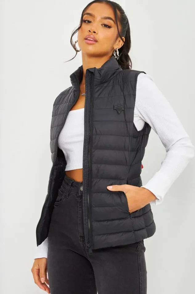 Women Lina Padded Sleeveless Jacket In Black Black Brentiny Paris Parkas And Down Jackets