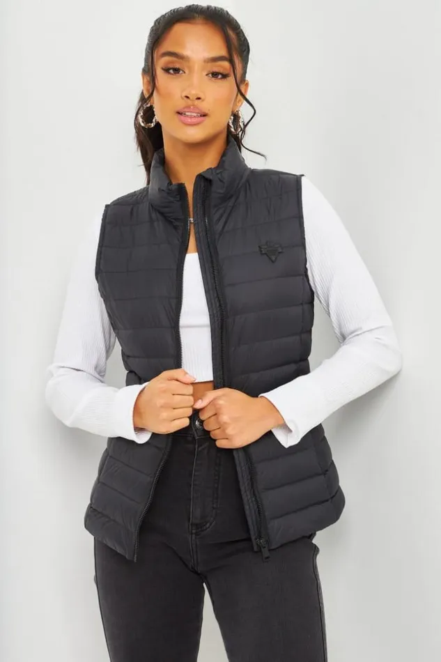 Women Lina Padded Sleeveless Jacket In Black Black Brentiny Paris Parkas And Down Jackets
