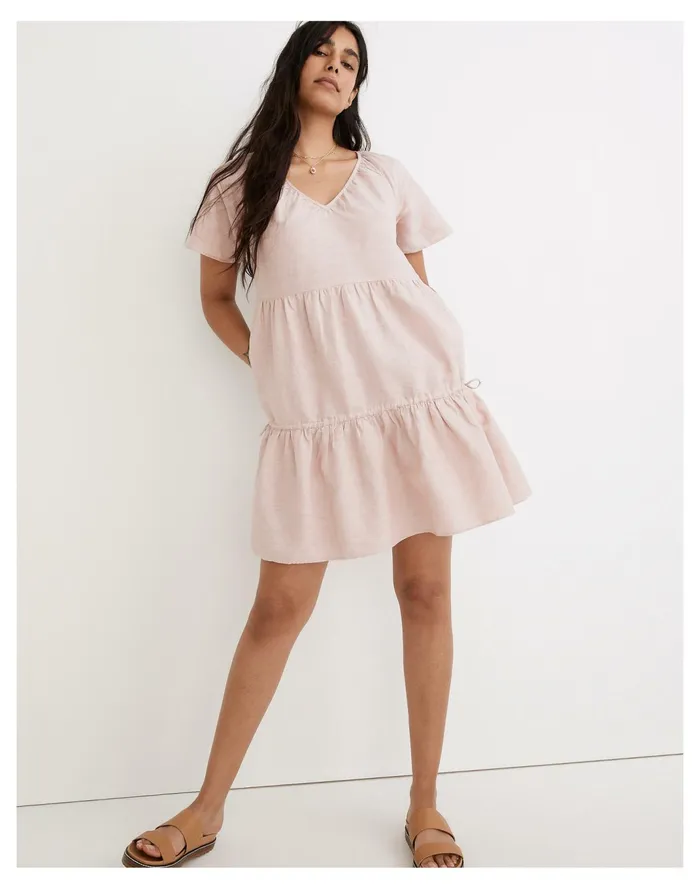 Women Linen Blend Lorelei Mini Dress Dusty Blush Madewell Dresses