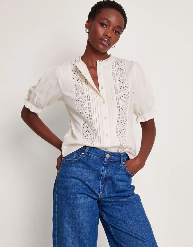 Women Livvy Lace Trim Top Ivory Monsoon Tops and Blouses