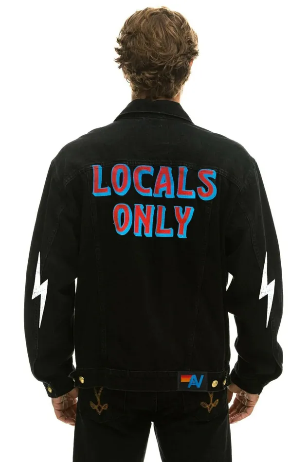 Women LOCALS ONLY OVERSIZED CONCERT DENIM JACKET 8211 VINTAGE BLACK Aviator Nation Women LOCALS ONLY OVERSIZED CONCERT DENIM JACKET 8211 VINTAGE BLACK Aviator Nation