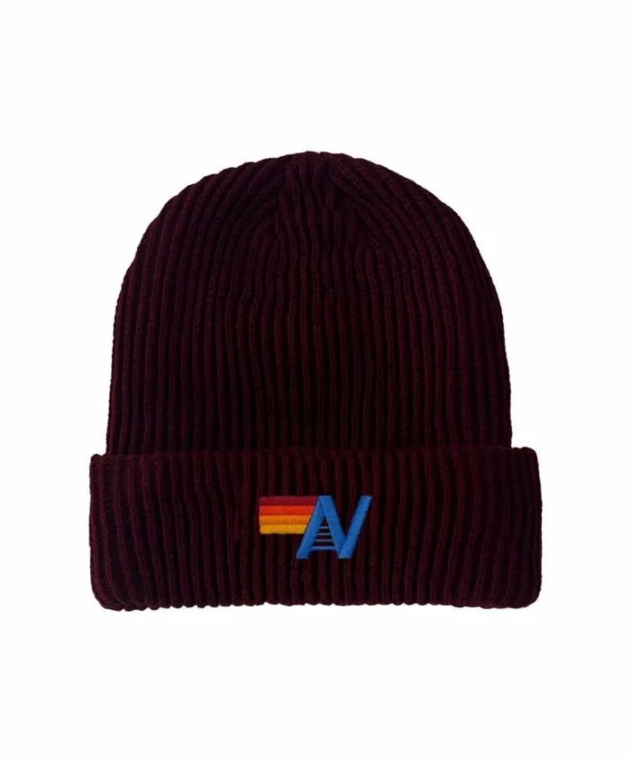 Women LOGO RIB BEANIE 8211 BURGUNDY Aviator Nation Beanies