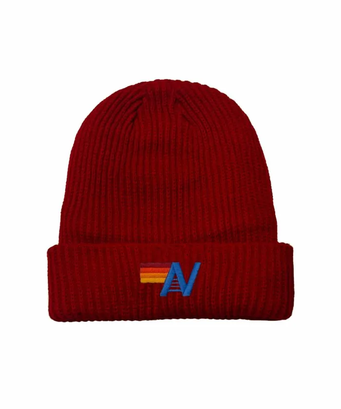 Women LOGO RIB BEANIE 8211 RED Aviator Nation Beanies
