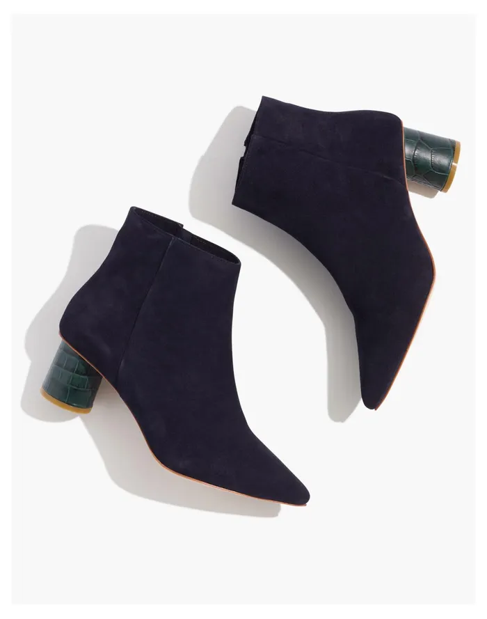 Women Maam Shoes Suede Shirley Ankle Boots Midnight Madewell Heels
