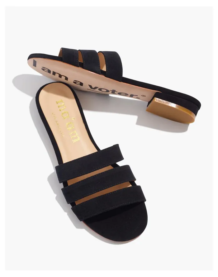 Women Maam Shoes X I Am A Voter Suede CJ Slide Sandals Black Madewell Sandals