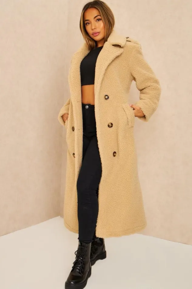 Women Manteau Long Beige Effet Peau De Mouton Ceintur Beige Brentiny Paris Jackets Women Manteau Long Beige Effet Peau De Mouton Ceintur Beige Brentiny Paris Jackets