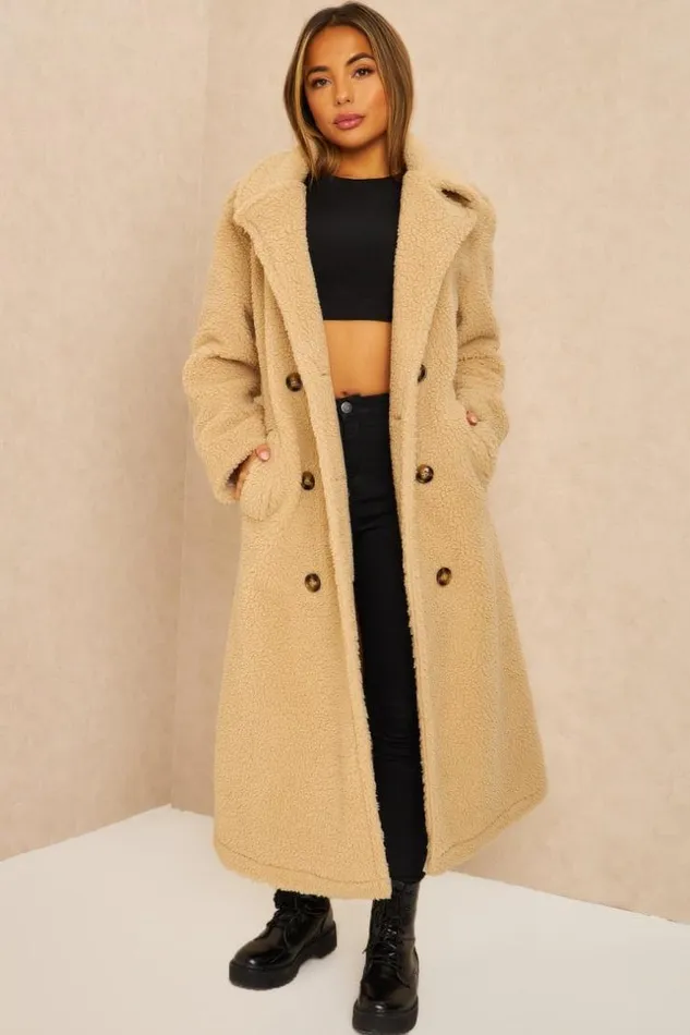 Women Manteau Long Beige Effet Peau De Mouton Ceintur Beige Brentiny Paris Jackets Women Manteau Long Beige Effet Peau De Mouton Ceintur Beige Brentiny Paris Jackets