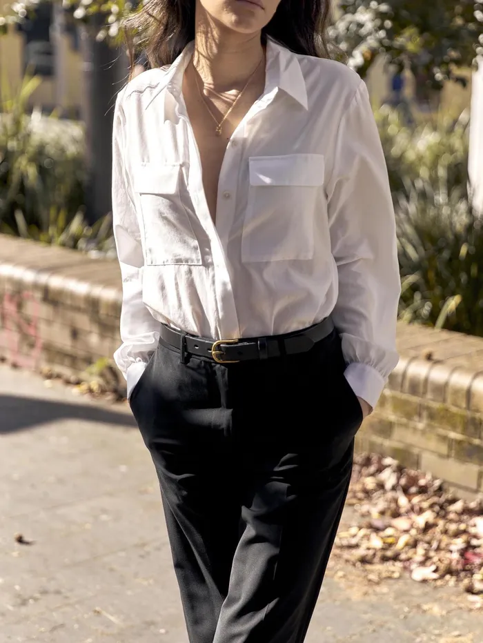 Women Matin 8211 White Classic Double Pocket Shirt The UNDONE Tops