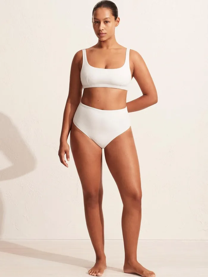 Women Matteau 8211 High Waist Brief In Chalk Crinkle The UNDONE Swimwear