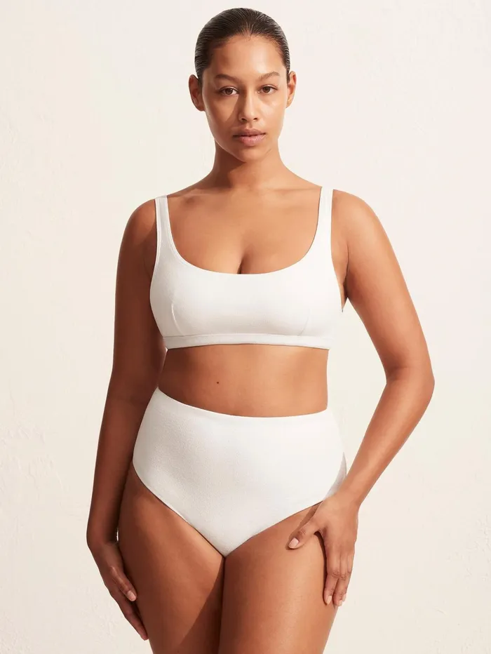 Women Matteau 8211 High Waist Brief In Chalk Crinkle The UNDONE Swimwear