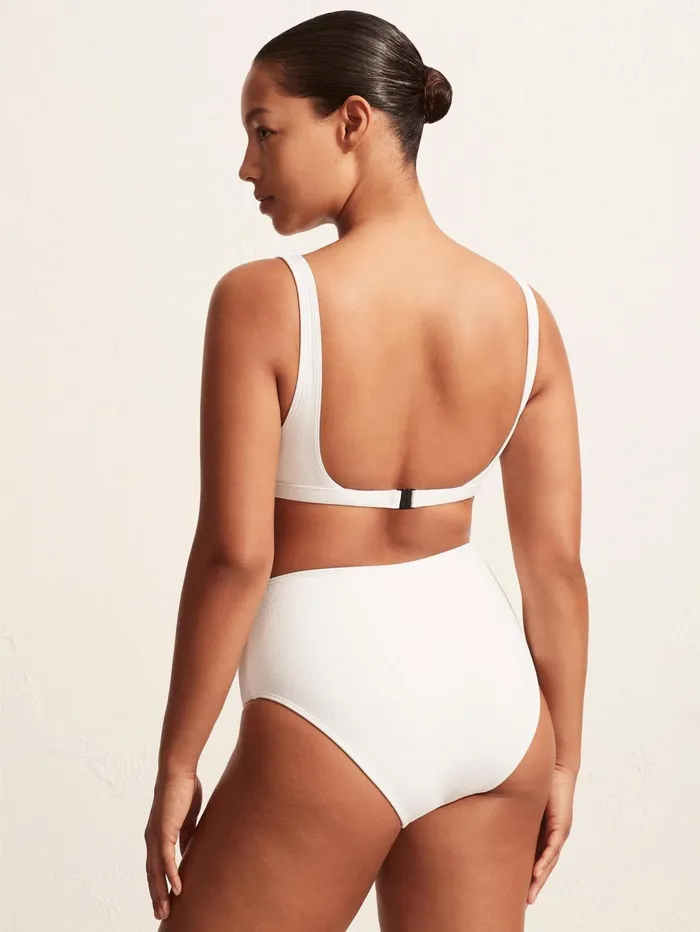 Women Matteau 8211 High Waist Brief In Chalk Crinkle The UNDONE Swimwear