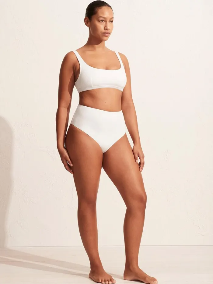 Women Matteau 8211 High Waist Brief In Chalk Crinkle The UNDONE Swimwear