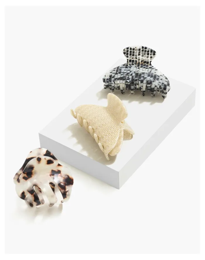 Women Medium Claw Hair Clip Black And White Mosaic Madewell Hair Accessories Women Medium Claw Hair Clip Black And White Mosaic Madewell Hair Accessories