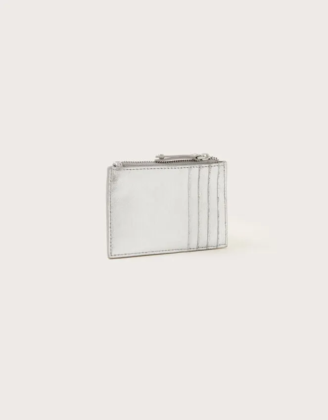 Women Metallic Leather Scallop Card Holder Monsoon Bags and Purses