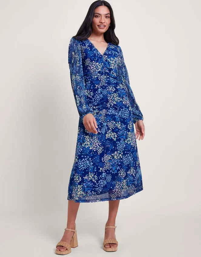Women Micola Print Mesh Dress Blue Monsoon Dresses